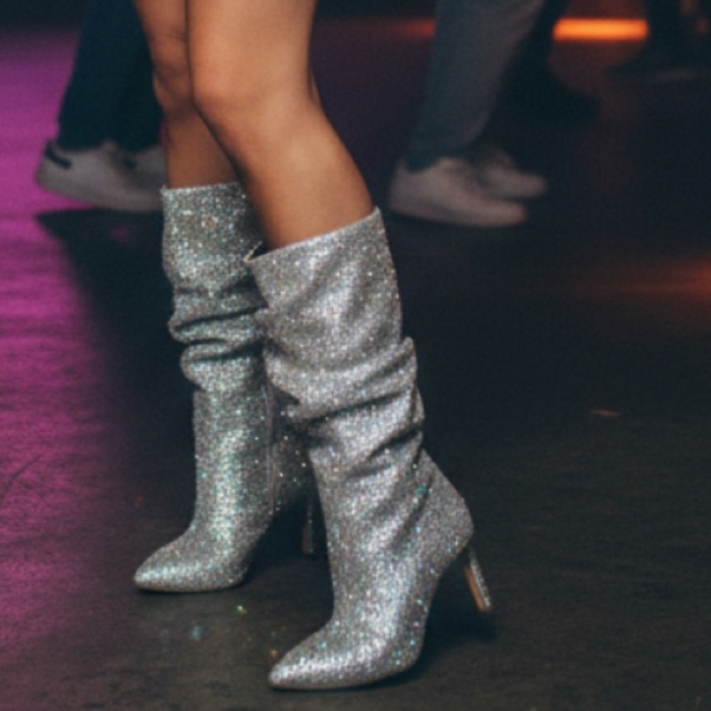 🟡 Gianni Bini x Nastia Liukin the KIKI Rhinestone Slouchy Dress Boot